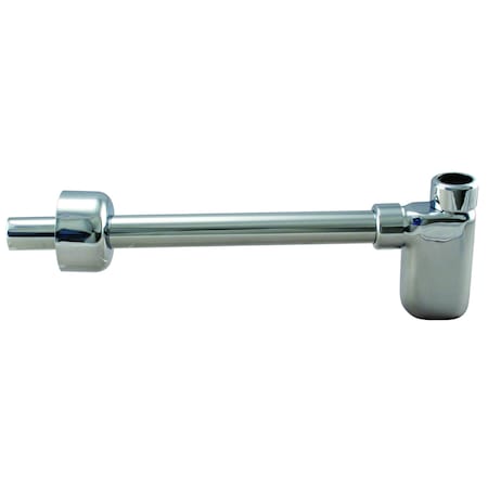 Westbrass 1-1/4" x 1-1/4" Flat Euro Trap with High Box Flange, Polished Chrome D4053-1-26